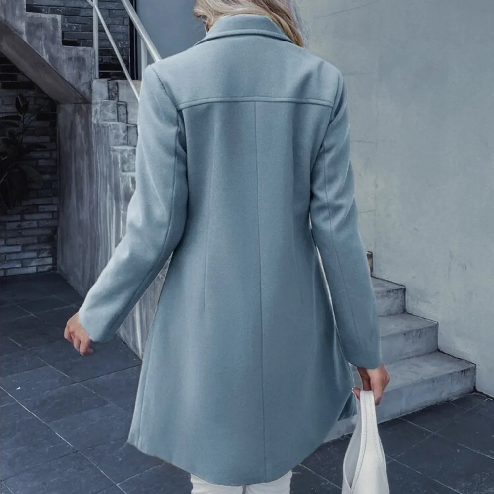 Elegant Classic Button Double Breast Pea Coat Jacket Outwear - Picture 8 of 17